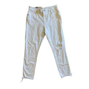 Levi Strauss 721 High‎ Rise Skinny Ankle Jeans White Distressed Raw Hem Size 32